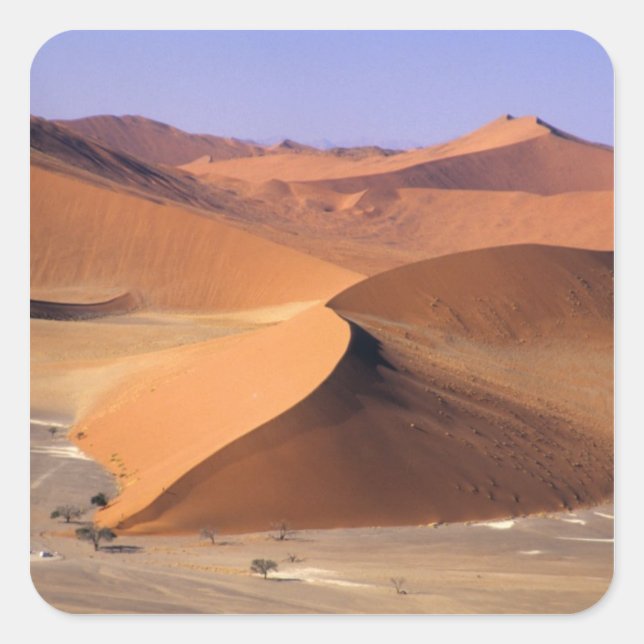 Pegatina Cuadrada Namibia: Dunas de Sossuvlei, Escénico aéreo. (Anverso)