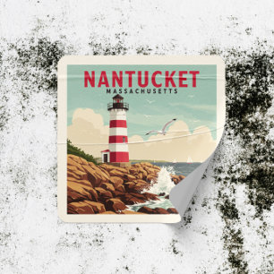 Pegatina Cuadrada Nantucket Massachusetts
