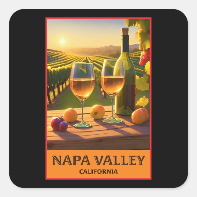 Pegatina Cuadrada Napa Valley California (Anverso)