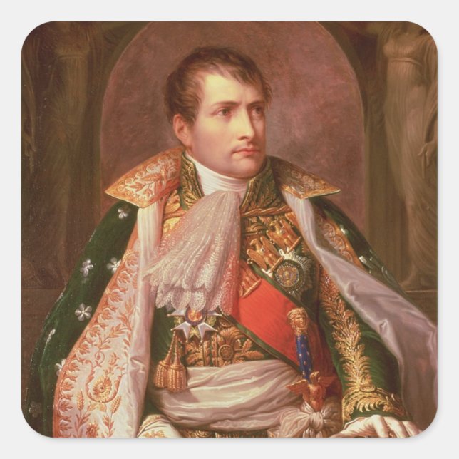 Pegatina Cuadrada Napoleón Bonaparte (1769-1821), como rey de Italia (Anverso)