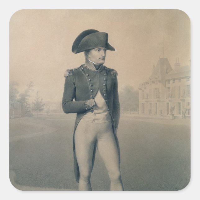 Pegatina Cuadrada Napoleón Bonaparte Primer Cónsul de Malmaison (Anverso)