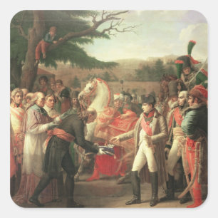 Pegatina Cuadrada Napoleón Bonaparte recibe las llaves