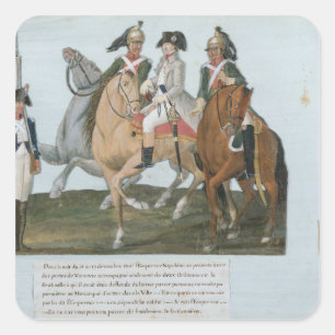 Pegatina Cuadrada Napoleon Bonaparte y el centinela de Varsovian