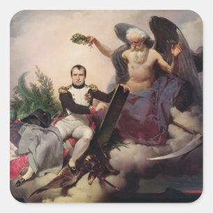 Pegatina Cuadrada Napoleón coronado por el tiempo, antes de 1833
