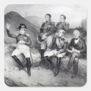 Pegatina Cuadrada Napoleón I dictando memorias a Emmanuel Las