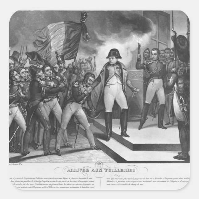 Pegatina Cuadrada Napoleón I llegando a las Tullerías (Anverso)