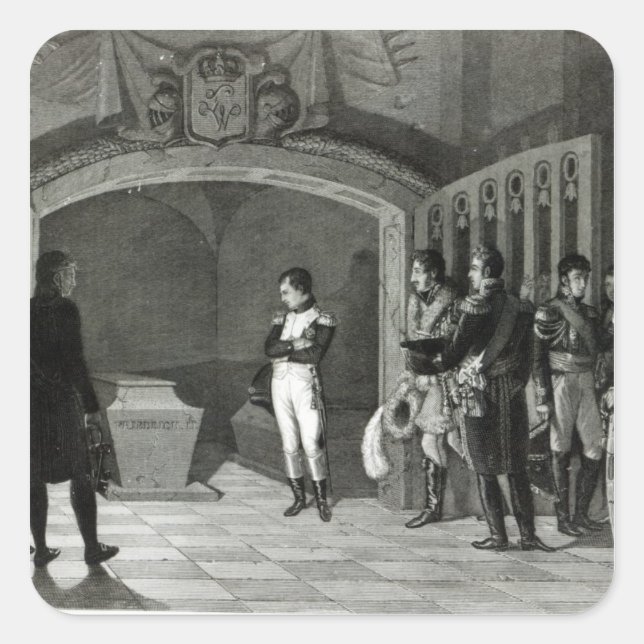 Pegatina Cuadrada Napoleón Meditando antes de la Tumba (Anverso)