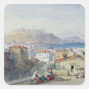 Pegatina Cuadrada Nápoles, siglo XIX; acuarela;