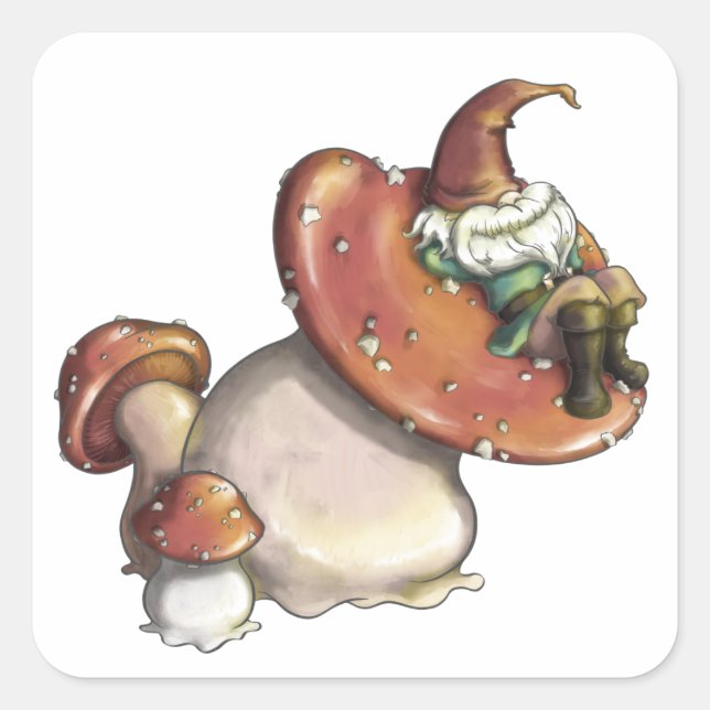 Pegatina Cuadrada Napping Gnome (Anverso)