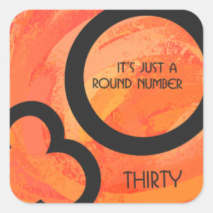 Pegatina Cuadrada Naranja 30 Década Cumpleaños