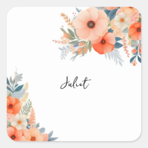 Pegatina Cuadrada Naranja 70s 80s 90s Rosa Colorido Baby Shower Nupc