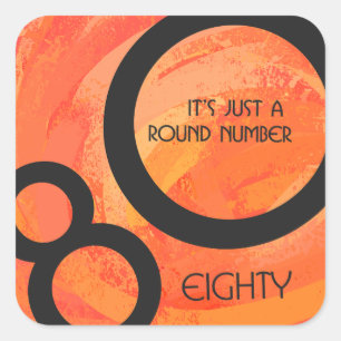 Pegatina Cuadrada Naranja 80 Década Cumpleaños