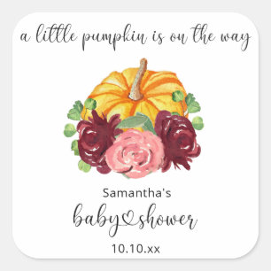 Pegatina Cuadrada Naranja acuático Ducha de bebé