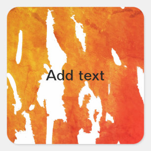 Pegatina Cuadrada Naranja amarillo acuarela añadir texto de pintura