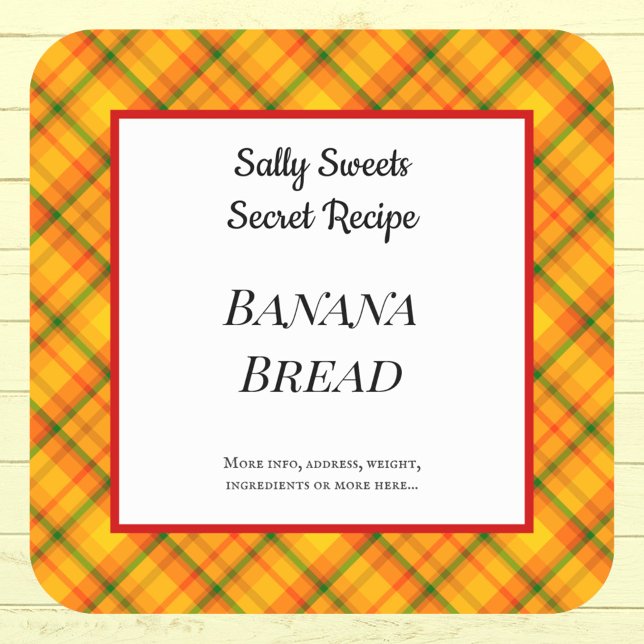 Pegatina Cuadrada Naranja Amarillo Gingham Plaid Personalizados Pega (Subido por el creador)