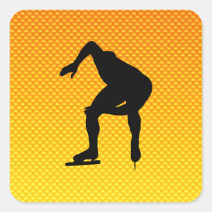 Pegatina Cuadrada Naranja Amarillo Skater