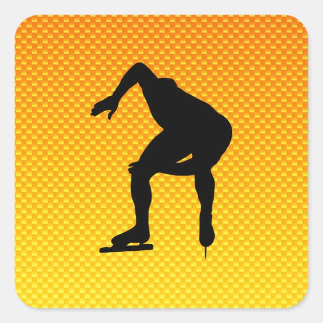 Pegatina Cuadrada Naranja Amarillo Skater (Anverso)