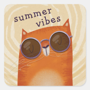 Pegatina Cuadrada Naranja Cat de Guay