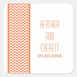 Pegatina Cuadrada Naranja Chevron Border Wedkers