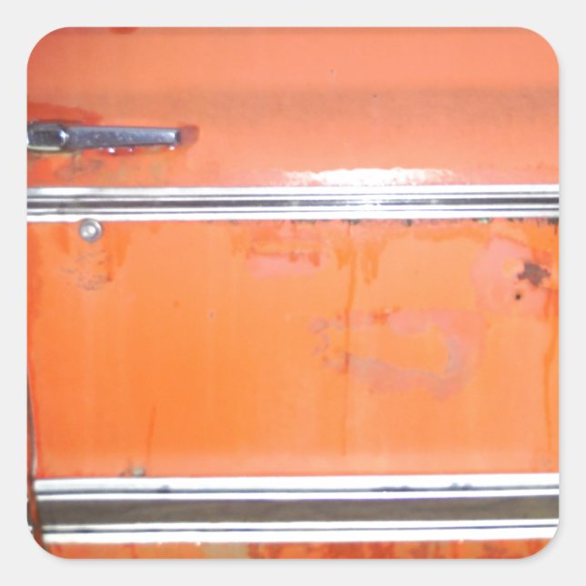 Pegatina Cuadrada Naranja Chevy Truck Door (Anverso)