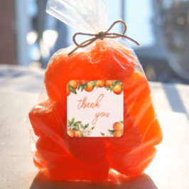 Pegatina Cuadrada Naranja Cutie Gracias