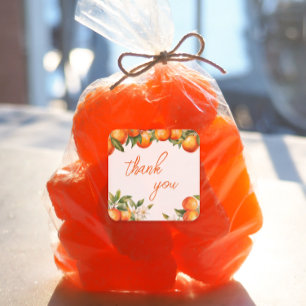 Pegatina Cuadrada Naranja Cutie Gracias