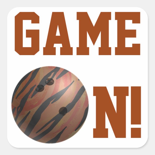 Pegatina Cuadrada Naranja de Bowling Ball Tiger (Anverso)