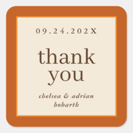 Pegatina Cuadrada Naranja de calabaza Borde simple Caída Favor de la