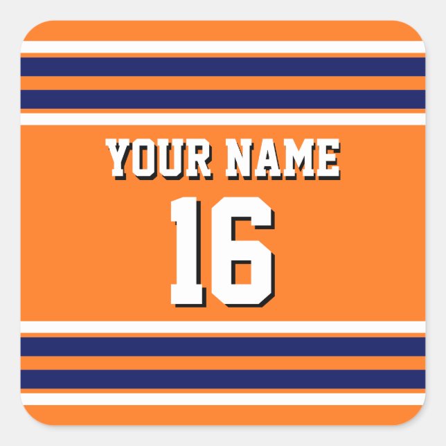 Pegatina Cuadrada Naranja de calabaza con franjas blancas de la mari (Anverso)