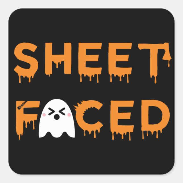 Pegatina Cuadrada Naranja de hojas (Anverso)