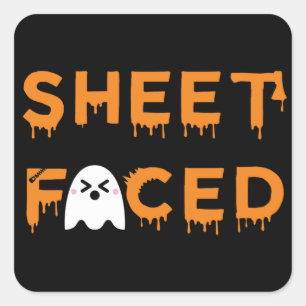 Pegatina Cuadrada Naranja de hojas