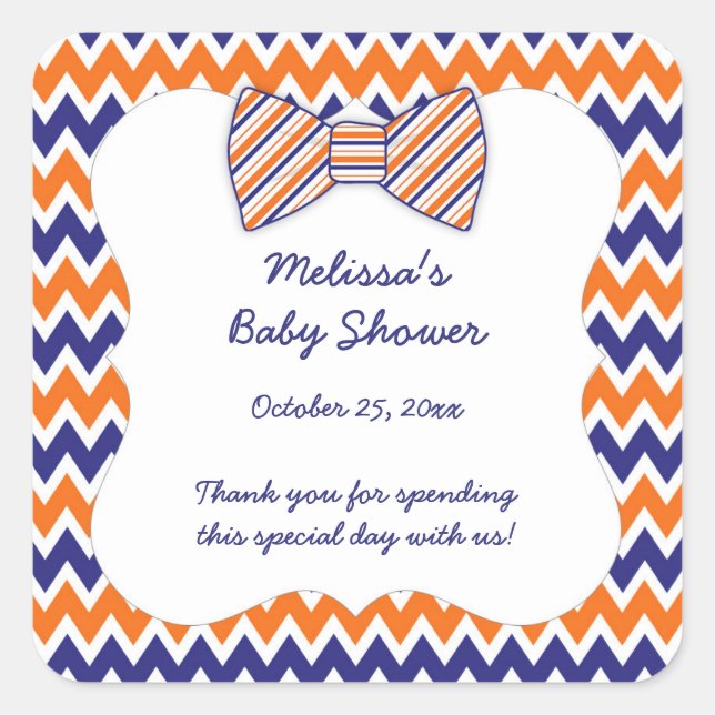 Pegatina Cuadrada Naranja de la Marina Chevron corbata de la cabeza  (Anverso)