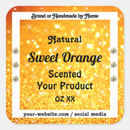 Pegatina Cuadrada Naranja de lujo Purpurina Sparkle Stars