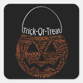 Pegatina Cuadrada Naranja De Tipografía De Jack O Lantern