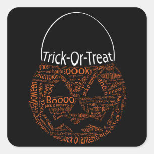 Pegatina Cuadrada Naranja De Tipografía De Jack O Lantern