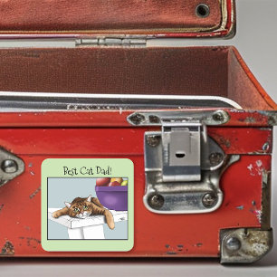 Pegatina Cuadrada Naranja del Día del Padre Tabby Cat