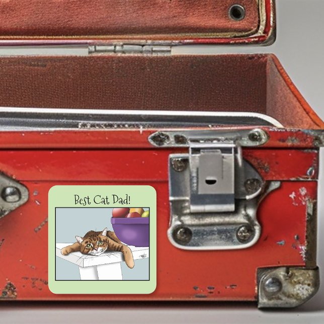 Pegatina Cuadrada Naranja del Día del Padre Tabby Cat (Subido por el creador)