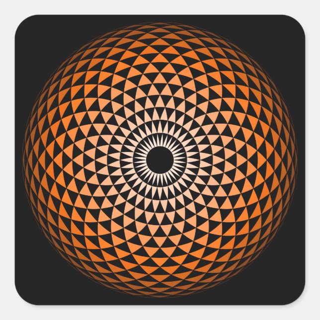 Pegatina Cuadrada Naranja espiritual Mandala negra Gráfico geométric (Anverso)