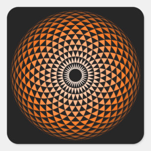 Pegatina Cuadrada Naranja espiritual Mandala negra Gráfico geométric