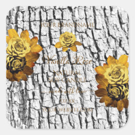 Pegatina Cuadrada Naranja floral Láminas de grano de grano de grano