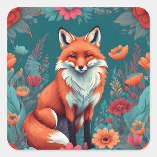 Pegatina Cuadrada Naranja fox