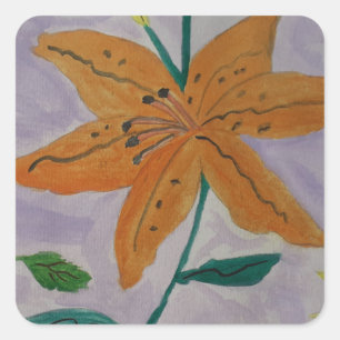 Pegatina Cuadrada Naranja Lily