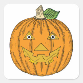 Pegatina Cuadrada Naranja lindo Jack O Lantern Pumpkin