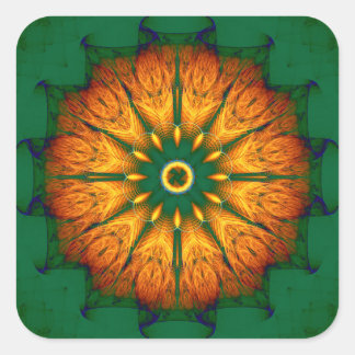Pegatina Cuadrada Naranja Mandala