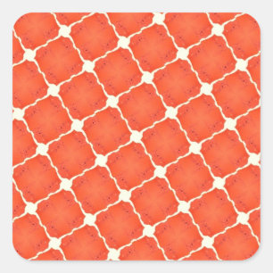 Pegatina Cuadrada Naranja Pesca Neto Mosaico Tile Grid Patrones Rega