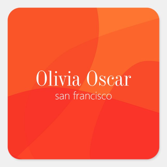 Pegatina Cuadrada Naranja rojo mínimo único resumen arte creativo (Anverso)