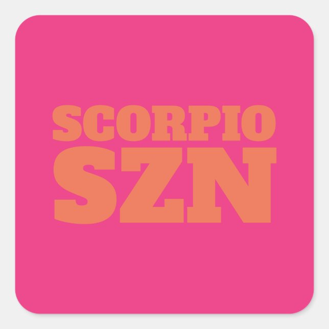 Pegatina Cuadrada Naranja Rosado Scorpio SZN Guay (Anverso)