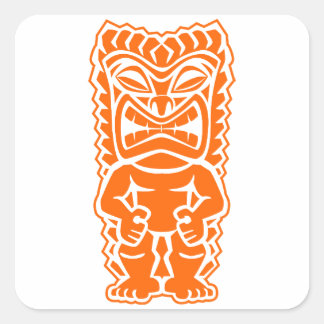Pegatina Cuadrada naranja tiki totem