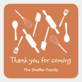 Pegatina Cuadrada Naranja utensil utensil Acción de Gracias fiesta