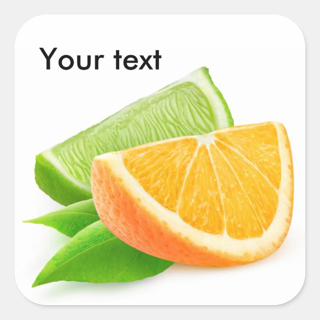 Pegatina Cuadrada Naranja y cal (Anverso)